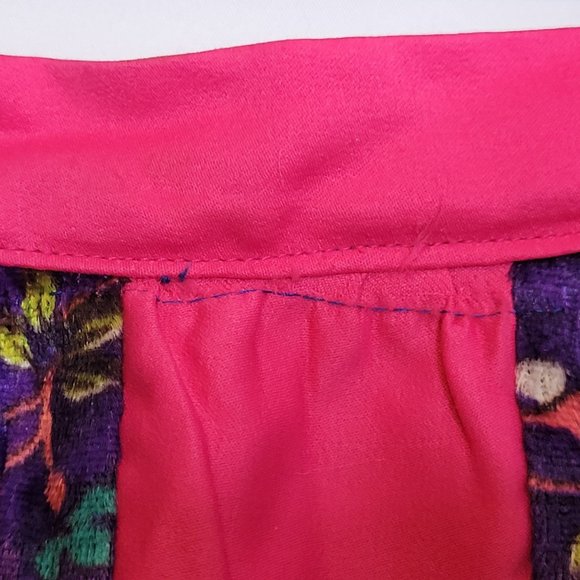 Vintage Maxi Skirt Purple Velour Bright Pink Side Closure No Tags Handmade - Picture 3 of 10